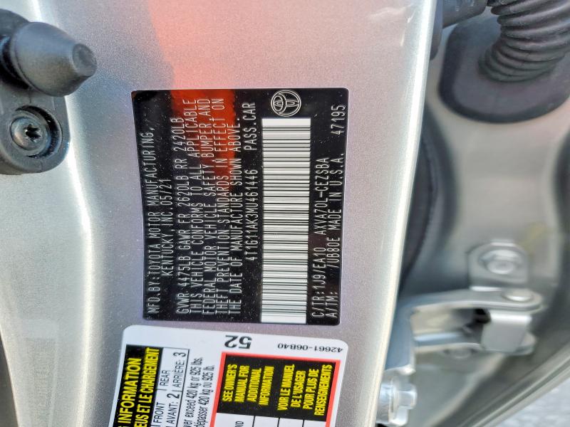 Aukcja sprzedaży 2021 Toyota Camry, vin: 4T1G11AK3MU461446, numer aukcji: 62222116