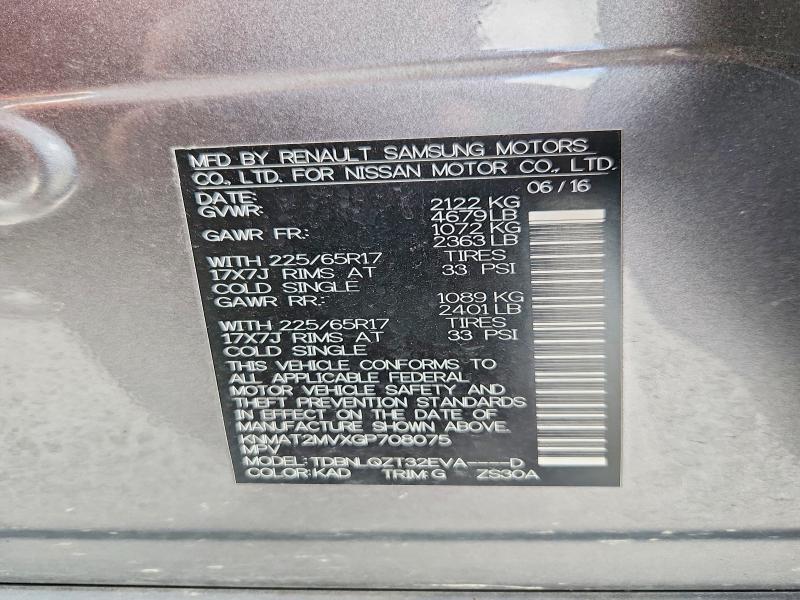 Продажа на аукционе авто 2016 Nissan Rogue, vin: KNMAT2MVXGP708075, номер лота: 62013256