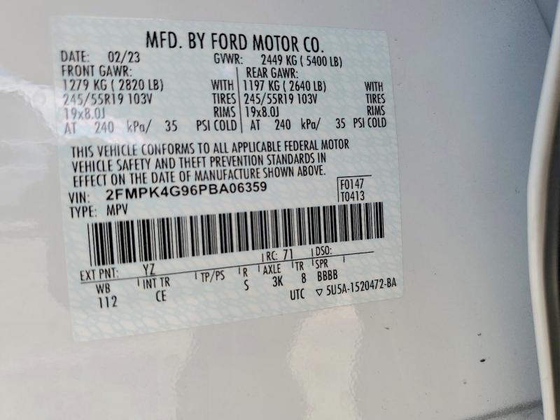 2023 Ford Edge მანქანა იყიდება აუქციონზე, vin: 2FMPK4G96PBA06359, აუქციონის ნომერი: 60684066