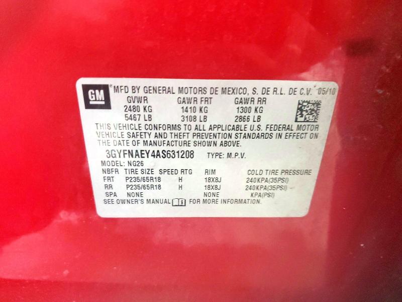 Aukcja sprzedaży 2010 Cadillac Srx, vin: 3GYFNAEY4AS631208, numer aukcji: 60468986