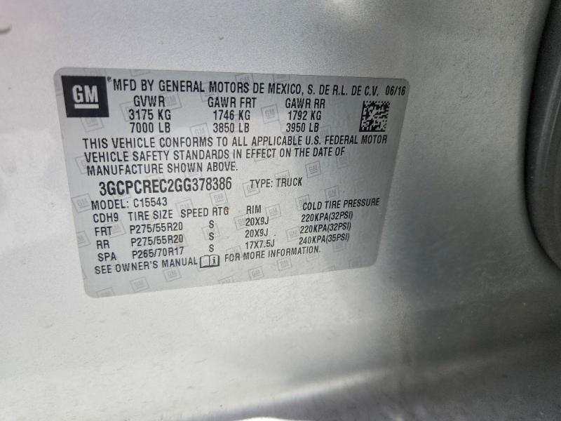 2016 Chevrolet Silverado მანქანა იყიდება აუქციონზე, vin: 3GCPCREC2GG378386, აუქციონის ნომერი: 60250886