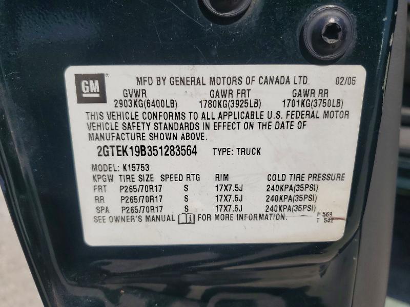 2005 Gmc New Sierra მანქანა იყიდება აუქციონზე, vin: 2GTEK19B351283564, აუქციონის ნომერი: 62784506