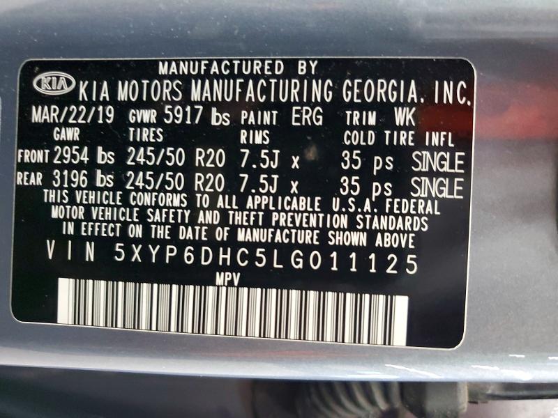Aukcja sprzedaży 2020 Kia Telluride, vin: 5XYP6DHC5LG011125, numer aukcji: 60837126
