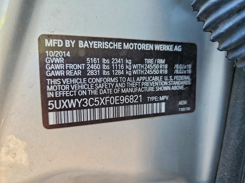 Продаж на аукціоні авто 2015 Bmw X3, vin: 5UXWY3C5XF0E96821, номер лоту: 59195586