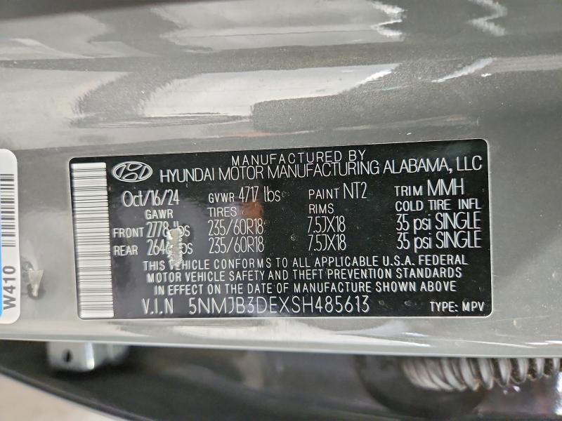 62403046 :رقم المزاد ، 5NMJB3DEXSH485613 vin ، 2025 Hyundai Tucson مزاد بيع