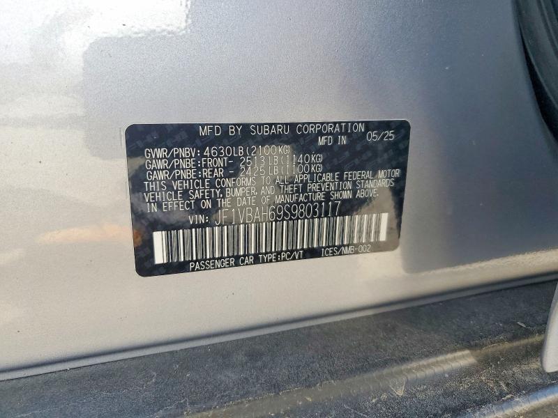 Продажа на аукционе авто 2025 Subaru Wrx, vin: JF1VBAH69S9803117, номер лота: 59825196