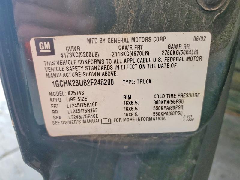 60988936 :رقم المزاد ، 1GCHK23U82F248200 vin ، 2002 Chevrolet Silverado مزاد بيع