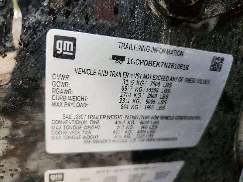 Продаж на аукціоні авто 2022 Chevrolet Silverado, vin: 1GCPDBEK7NZ610618, номер лоту: 63018056