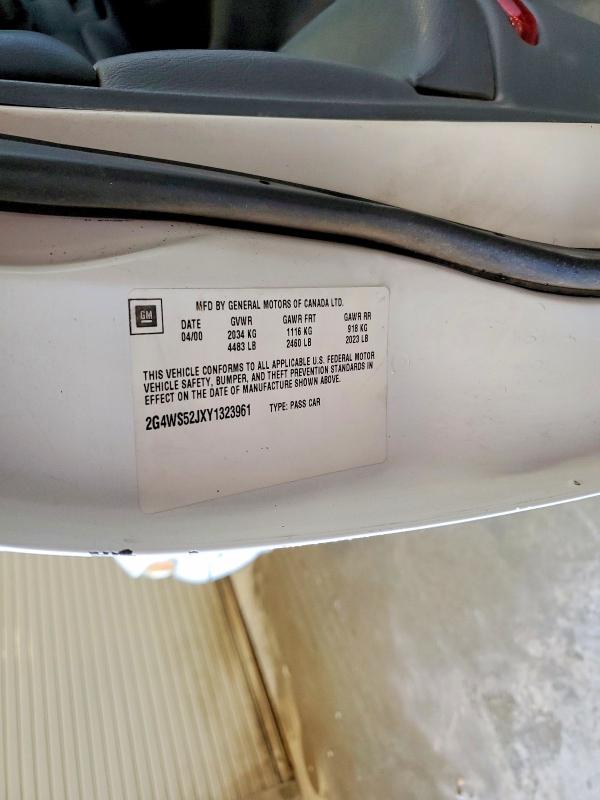 2000 Buick Century მანქანა იყიდება აუქციონზე, vin: 2G4WS52JXY1323961, აუქციონის ნომერი: 58541946