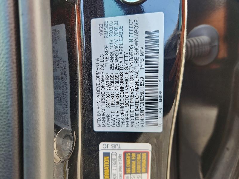 2022 Acura Rdx მანქანა იყიდება აუქციონზე, vin: 5J8TC2H63NL018329, აუქციონის ნომერი: 61444016