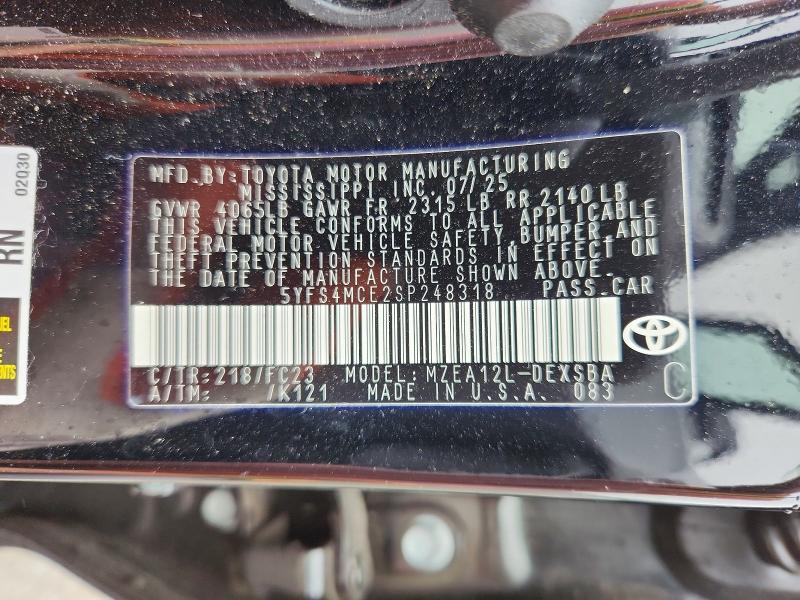 2025 Toyota Corolla მანქანა იყიდება აუქციონზე, vin: 5YFS4MCE2SP248318, აუქციონის ნომერი: 59788266