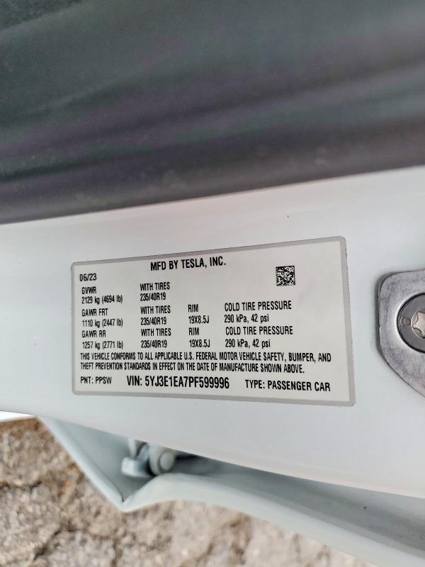 Продаж на аукціоні авто 2023 Tesla Model 3, vin: 5YJ3E1EA7PF599996, номер лоту: 61408926