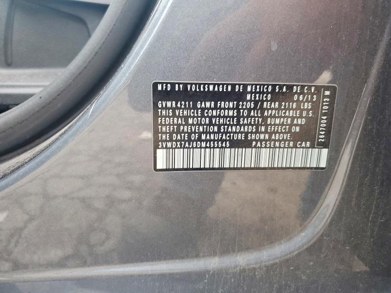 63173286 :رقم المزاد ، 3VWDX7AJ6DM455545 vin ، 2013 Volkswagen Jetta مزاد بيع