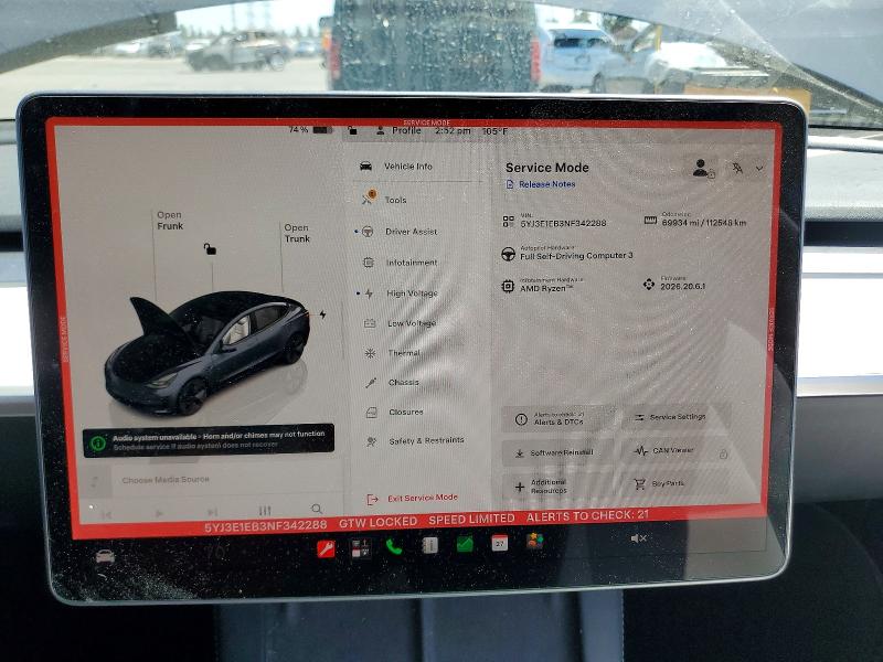 2022 Tesla Model 3 მანქანა იყიდება აუქციონზე, vin: 5YJ3E1EB3NF342288, აუქციონის ნომერი: 61633616