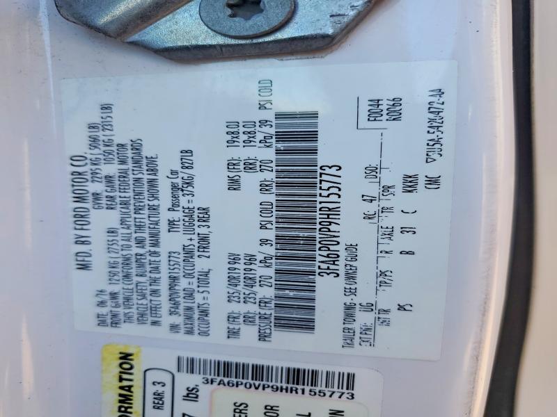 Продажа на аукционе авто 2017 Ford Fusion, vin: 3FA6P0VP9HR155773, номер лота: 62903326