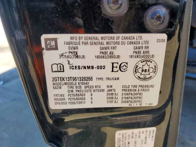 61152256 :رقم المزاد ، 2GTEK13T961328266 vin ، 2006 Gmc New Sierra مزاد بيع