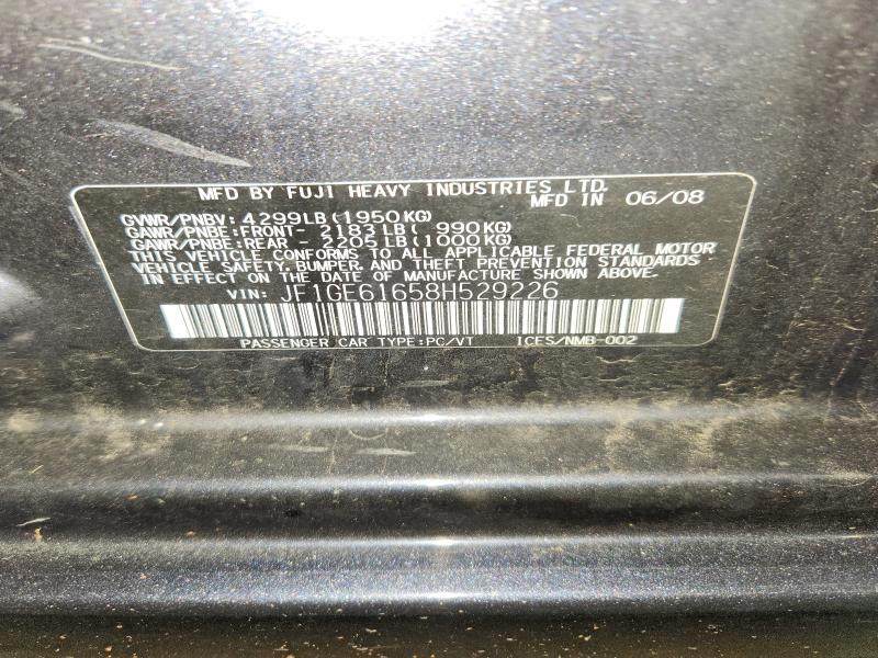 60939376 :رقم المزاد ، JF1GE61658H529226 vin ، 2008 Subaru Impreza مزاد بيع