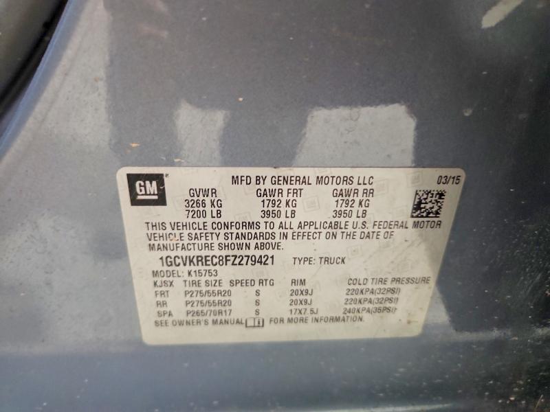 2015 Chevrolet Silverado მანქანა იყიდება აუქციონზე, vin: 1GCVKREC8FZ279421, აუქციონის ნომერი: 62434986