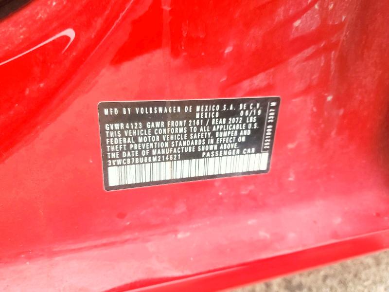 62650526 :رقم المزاد ، 3VWCB7BU8KM214621 vin ، 2019 Volkswagen Jetta مزاد بيع