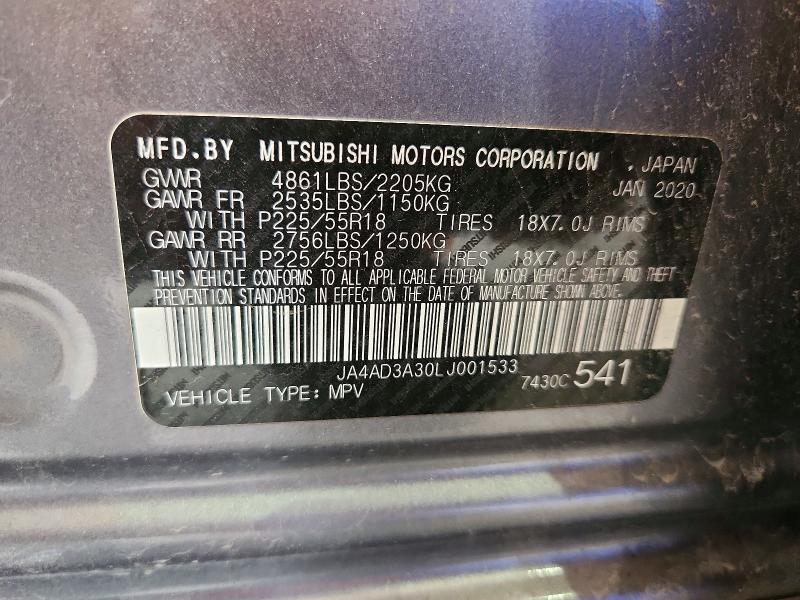 Продажа на аукционе авто 2020 Mitsubishi Outlander, vin: JA4AD3A30LJ001533, номер лота: 60161266