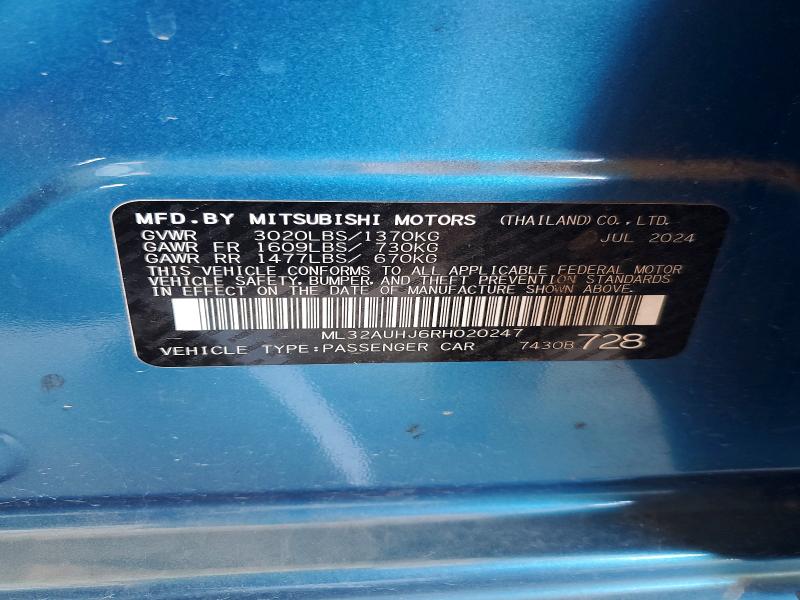 Продажа на аукционе авто 2024 Mitsubishi Mirage, vin: ML32AUHJ6RH020247, номер лота: 63206006