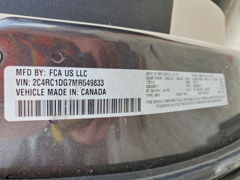 Продаж на аукціоні авто 2021 Chrysler Voyager, vin: 2C4RC1DG7MR549833, номер лоту: 59126376