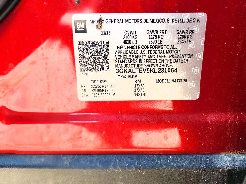Aukcja sprzedaży 2019 Gmc Terrain, vin: 3GKALTEV9KL231054, numer aukcji: 60291626