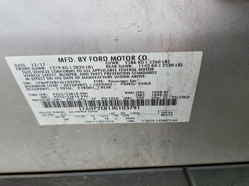 Продаж на аукціоні авто 2018 Ford Taurus, vin: 1FAHP2E81JG103791, номер лоту: 62434426