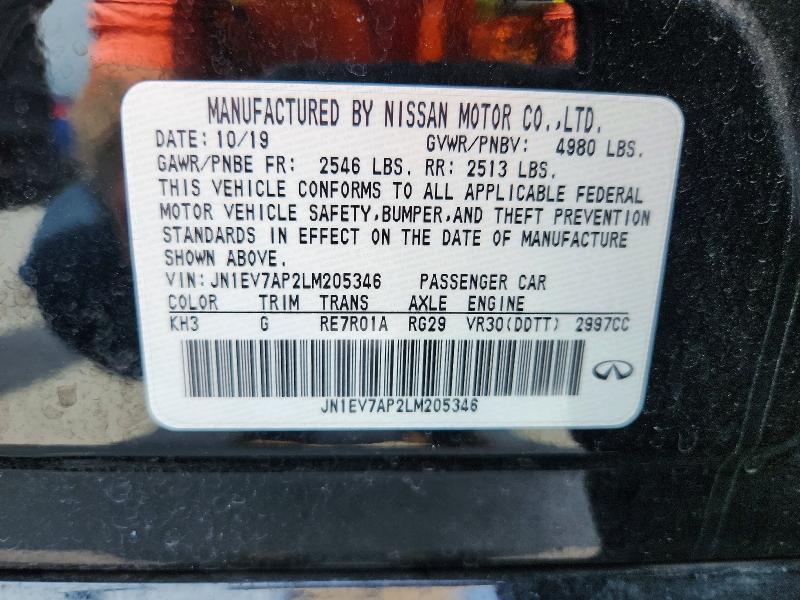 Продаж на аукціоні авто 2020 Infiniti Q50, vin: JN1EV7AP2LM205346, номер лоту: 60330026