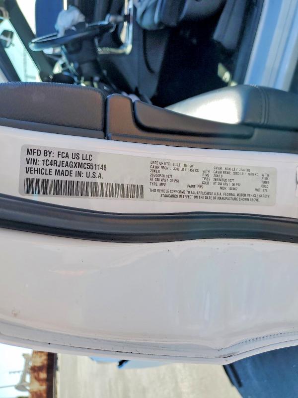 Aukcja sprzedaży 2021 Jeep Grand Cherokee, vin: 1C4RJEAGXMC551148, numer aukcji: 62354166