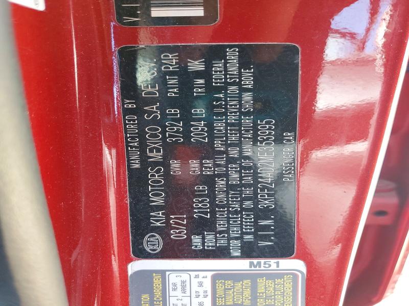 Aukcja sprzedaży 2021 Kia Forte, vin: 3KPF24AD2ME353995, numer aukcji: 61638136