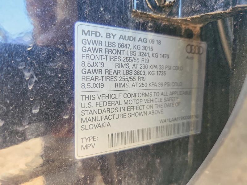 Продажа на аукционе авто 2019 Audi Q7, vin: WA1LAAF79KD007765, номер лота: 58937296
