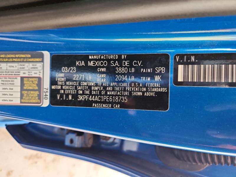2023 Kia Forte მანქანა იყიდება აუქციონზე, vin: 3KPF44AC1PE618735, აუქციონის ნომერი: 60481086