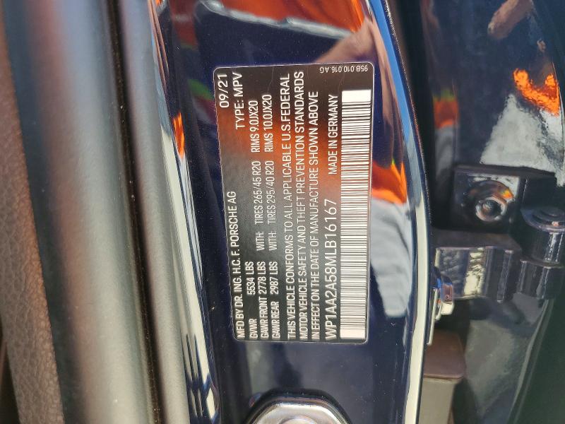 2021 Porsche Macan მანქანა იყიდება აუქციონზე, vin: WP1AA2A58MLB16167, აუქციონის ნომერი: 60500586
