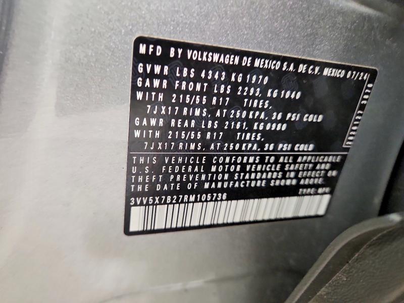 Продаж на аукціоні авто 2024 Volkswagen Taos, vin: 3VV5X7B27RM105736, номер лоту: 62461676