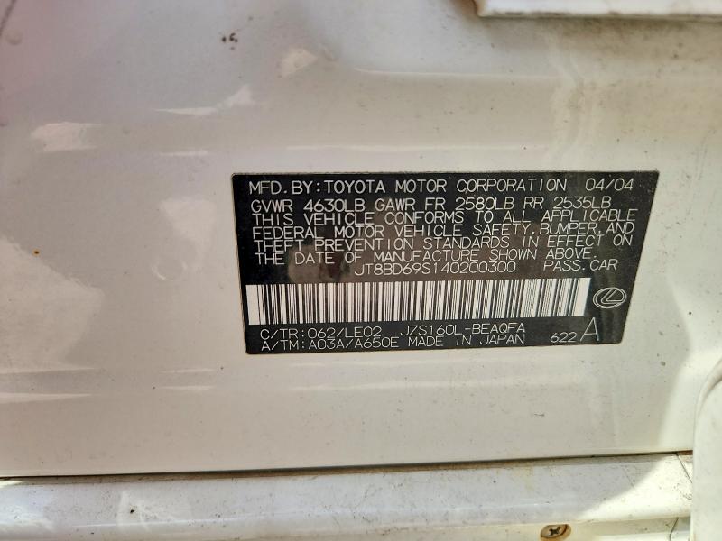 Продажа на аукционе авто 2004 Lexus Gs, vin: JT8BD69S140200300, номер лота: 61193256