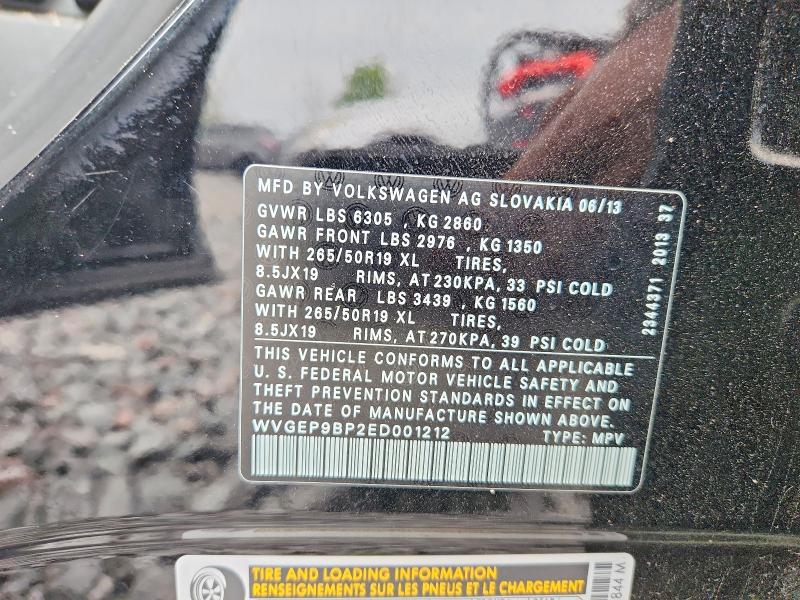 Aukcja sprzedaży 2014 Volkswagen Touareg, vin: WVGEP9BP2ED001212, numer aukcji: 63128446