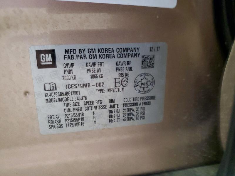 Продаж на аукціоні авто 2018 Buick Encore, vin: KL4CJESB5JB612801, номер лоту: 60200766