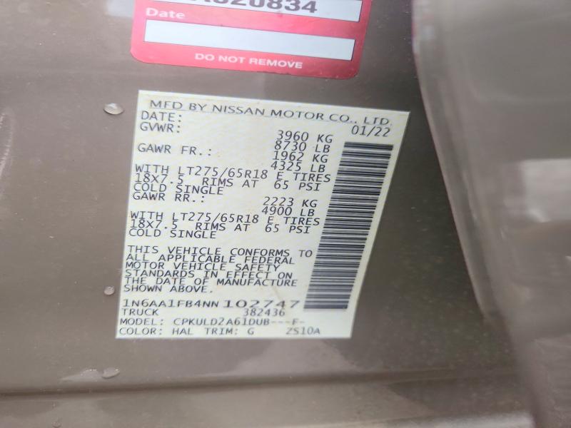 Продажа на аукционе авто 2022 Nissan Titan Xd, vin: 1N6AA1FB4NN102747, номер лота: 60176826