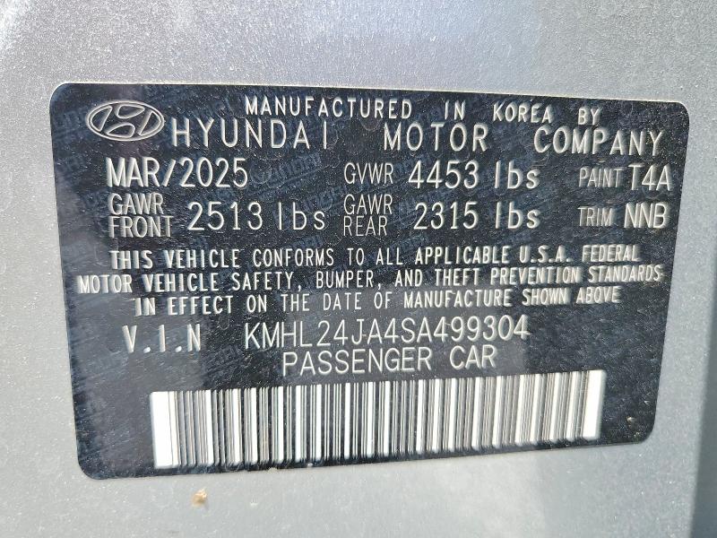 61482706 :رقم المزاد ، KMHL24JA4SA499304 vin ، 2025 Hyundai Sonata مزاد بيع