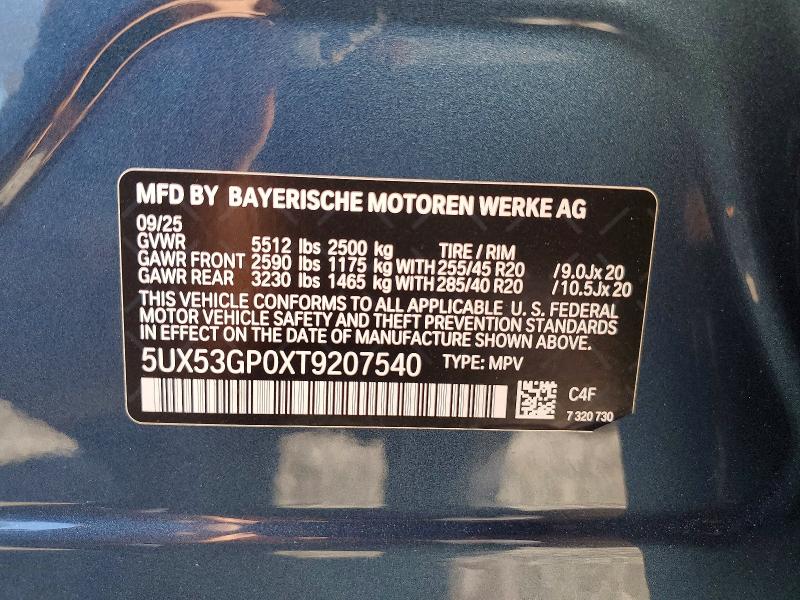 Продаж на аукціоні авто 2026 Bmw X3, vin: 5UX53GP0XT9207540, номер лоту: 60377656