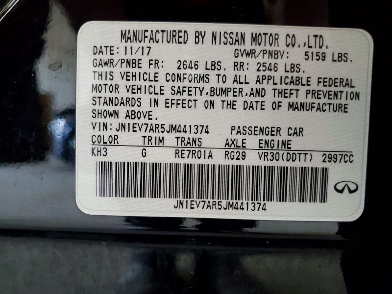 2018 Infiniti Q50 მანქანა იყიდება აუქციონზე, vin: JN1EV7AR5JM441374, აუქციონის ნომერი: 61009316