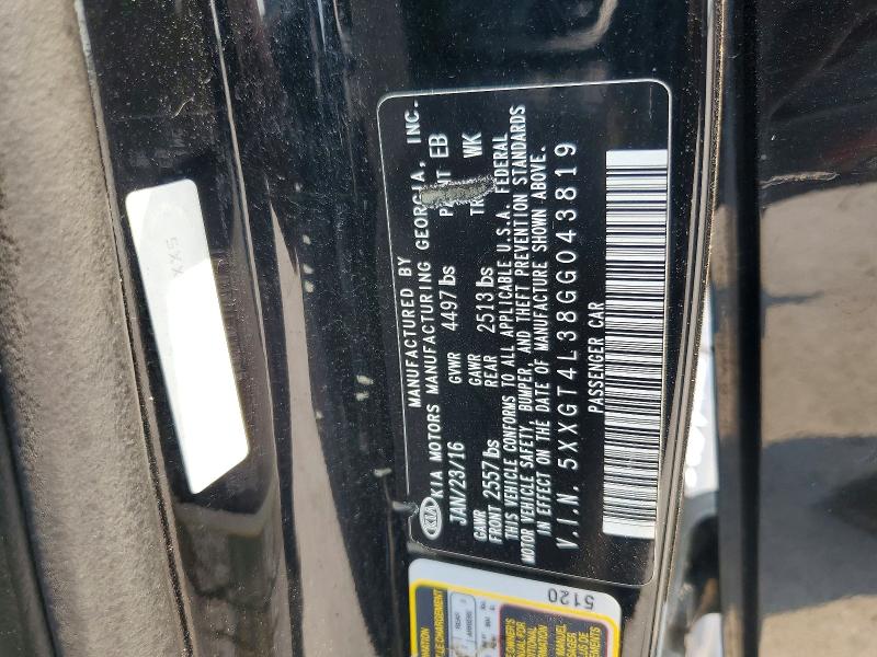 63184616 :رقم المزاد ، 5XXGT4L38GG043819 vin ، 2016 Kia Optima مزاد بيع