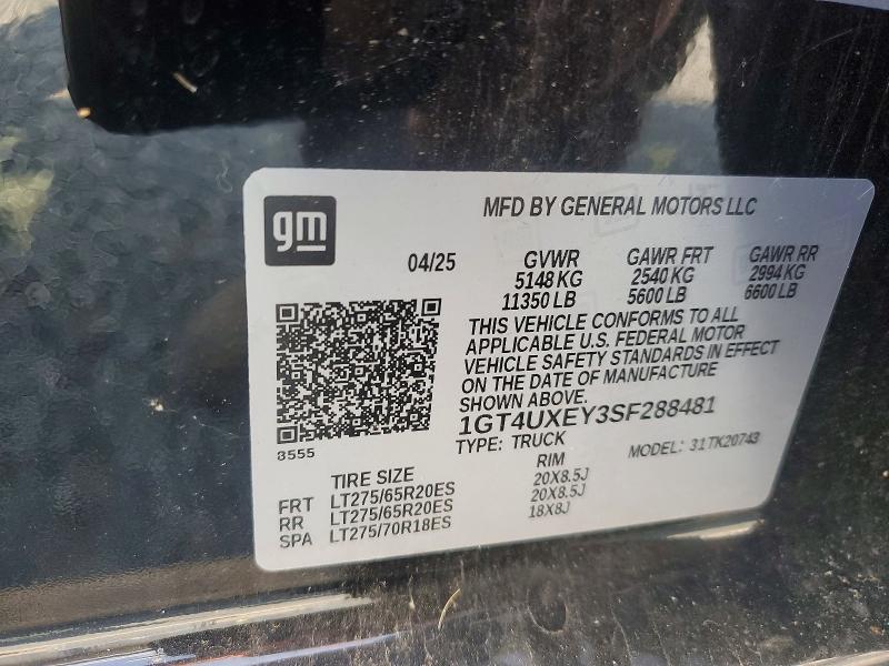 62386216 :رقم المزاد ، 1GT4UXEY3SF288481 vin ، 2025 Gmc Sierra مزاد بيع