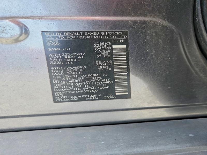 62130766 :رقم المزاد ، KNMAT2MT0FP523899 vin ، 2015 Nissan Rogue مزاد بيع