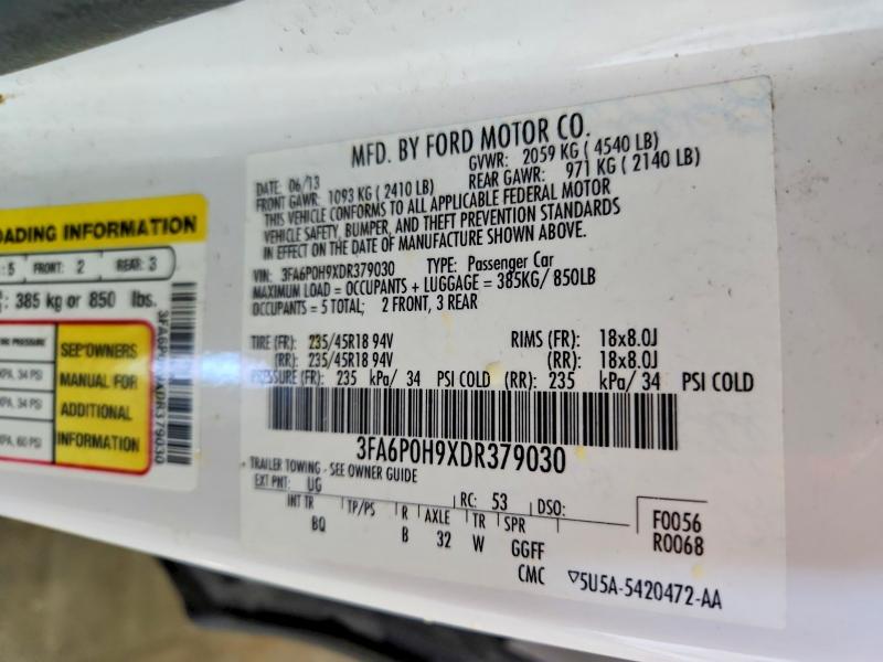 Продажа на аукционе авто 2013 Ford Fusion, vin: 3FA6P0H9XDR379030, номер лота: 59962736