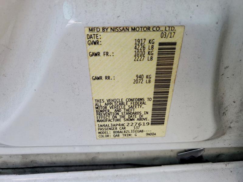 Aukcja sprzedaży 2017 Nissan Altima, vin: 1N4AL3AP4HC227619, numer aukcji: 62214066
