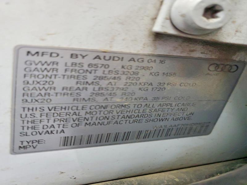 60611556 :رقم المزاد ، WA1LAAF70HD016217 vin ، 2017 Audi Q7 مزاد بيع