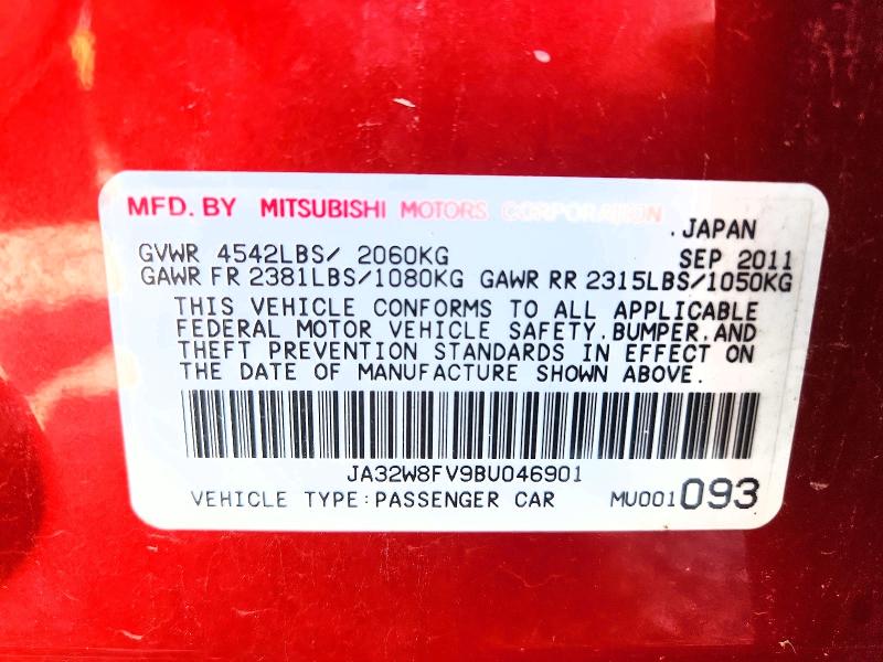 Aukcja sprzedaży 2011 Mitsubishi Lancer, vin: JA32W8FV9BU046901, numer aukcji: 63336156