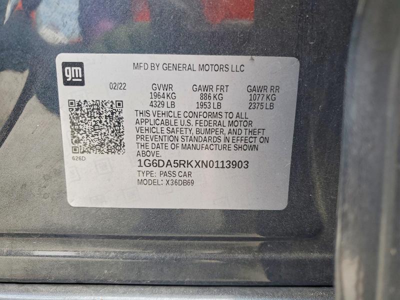 Продаж на аукціоні авто 2022 Cadillac Ct4, vin: 1G6DA5RKXN0113903, номер лоту: 60838306